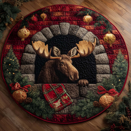 Moose Holiday Delight Quilted Round Mat GFTOHD12516