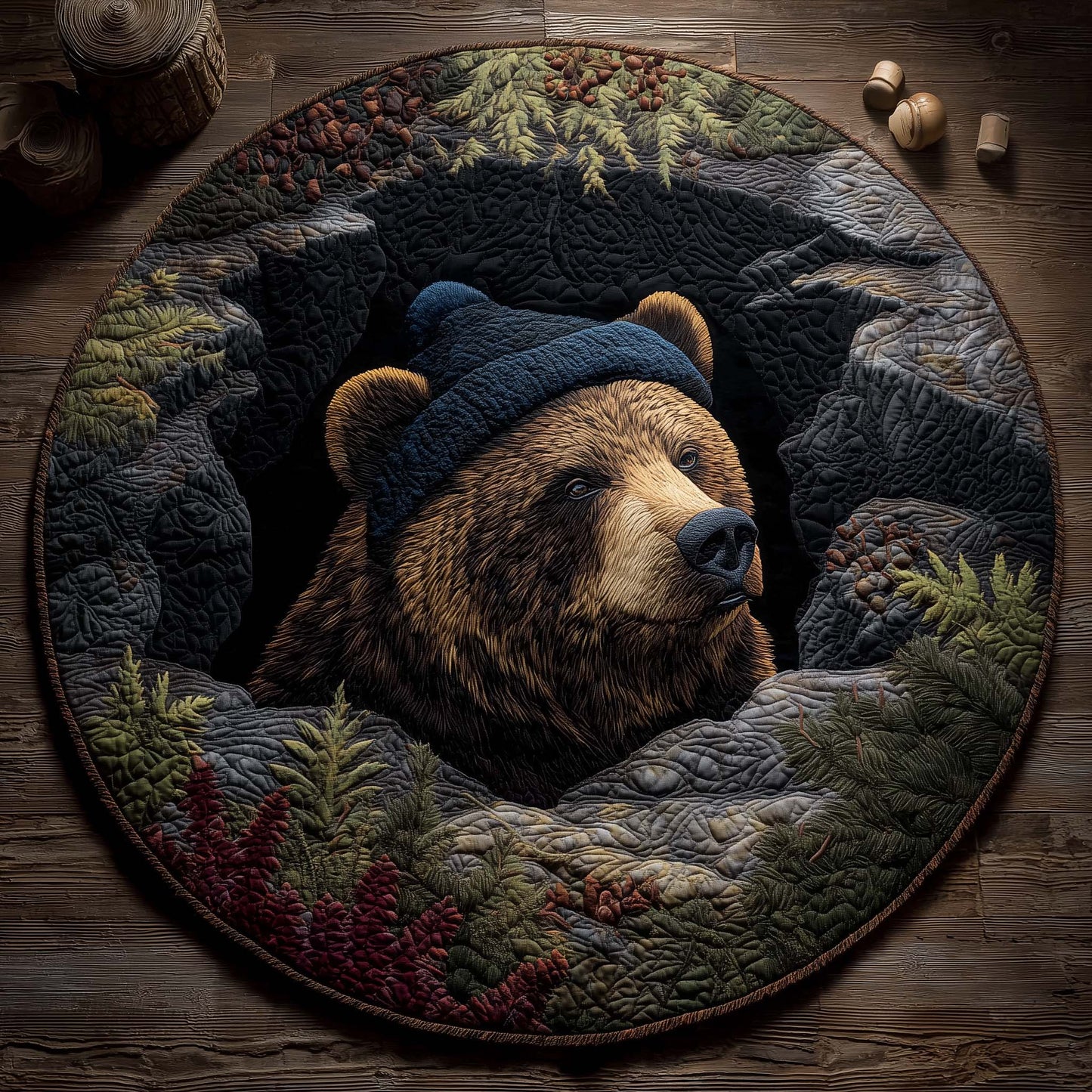 Bear Holiday Delight Quilted Round Mat GFTOHD12517