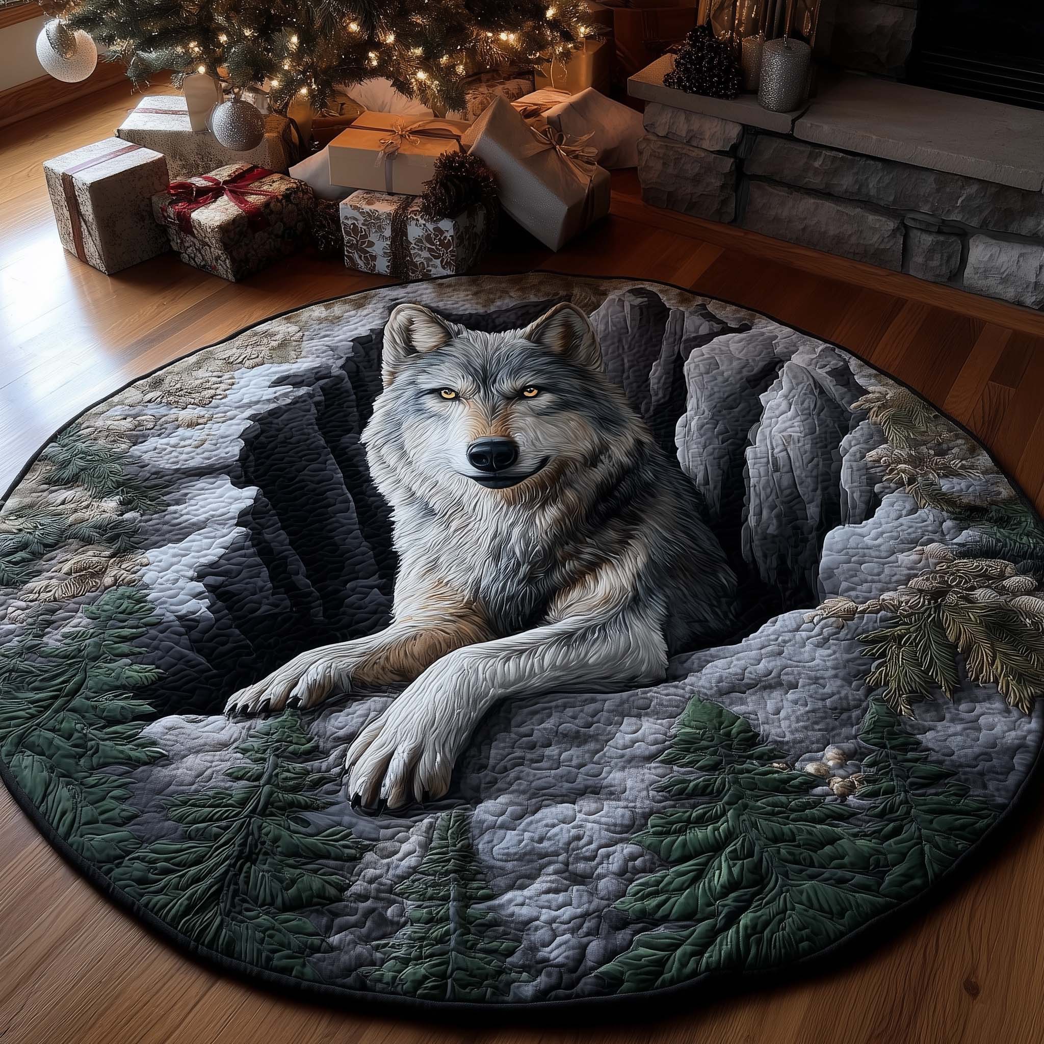Forest Wild Wolf Quilted Round Mat GFTOHD12524 – Patchique Store