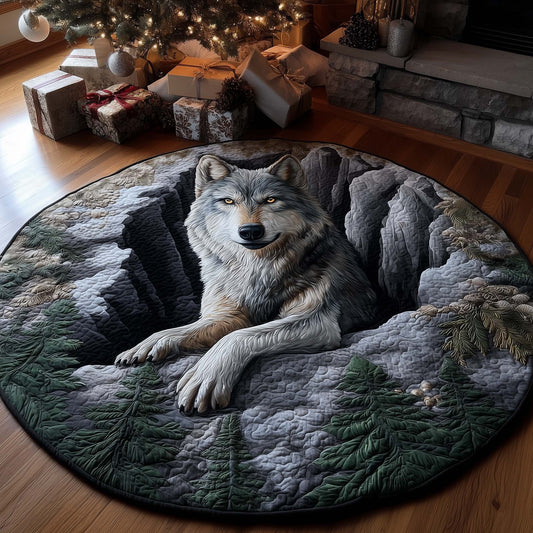 Forest Wild Wolf Quilted Round Mat GFTOHD12524