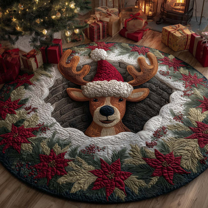 Reindeer Holiday Delight Quilted Round Mat GFTOHD12528