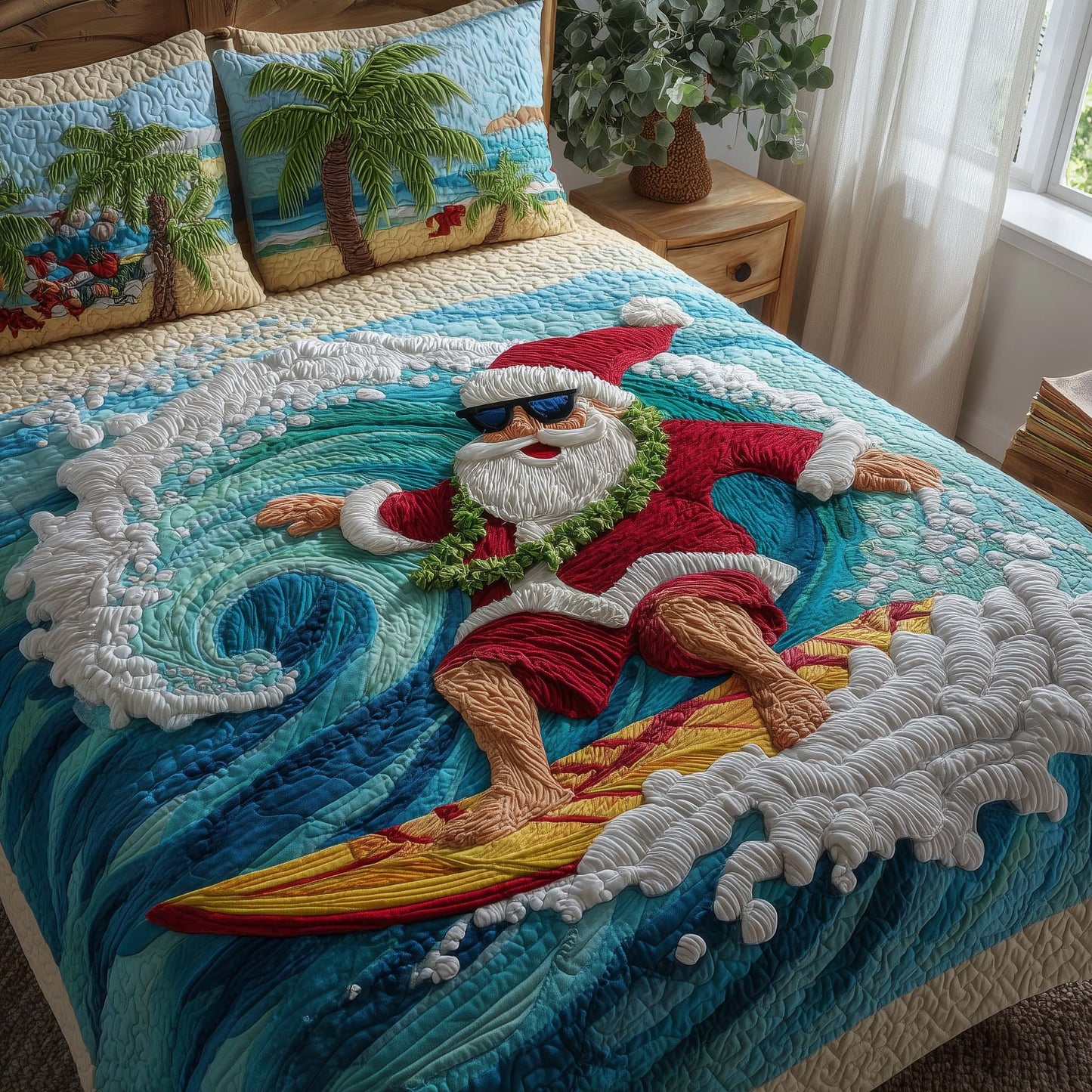 Santa Tropical Vacation Duvet Cover Set GFTOHD12531