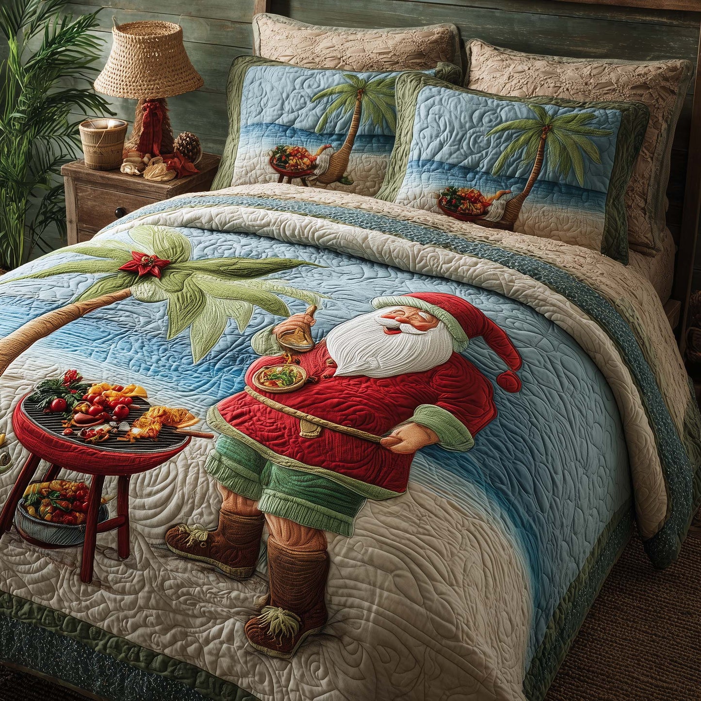 Santa Tropical Vacation Duvet Cover Set GFTOHD12537