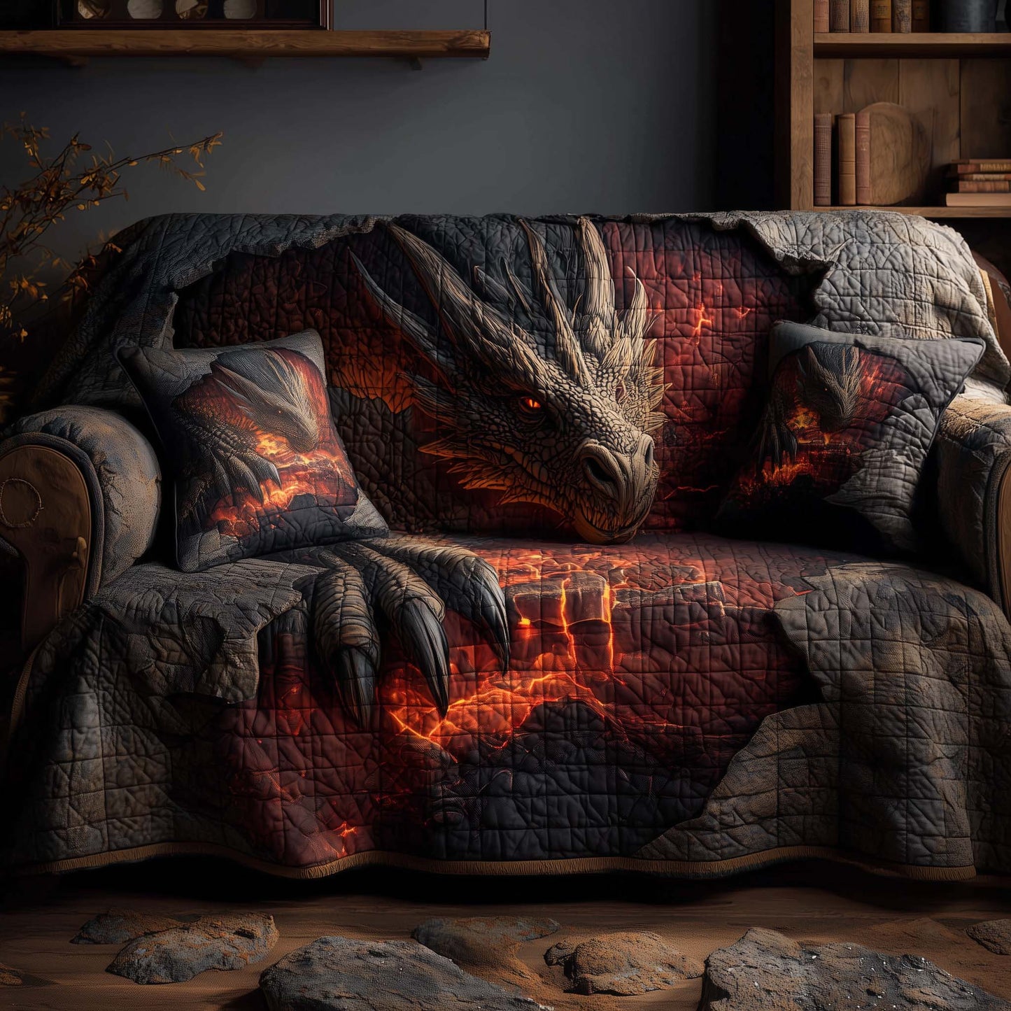 Majestic Dragon Quilted Sofa Cover GFTOHD12538