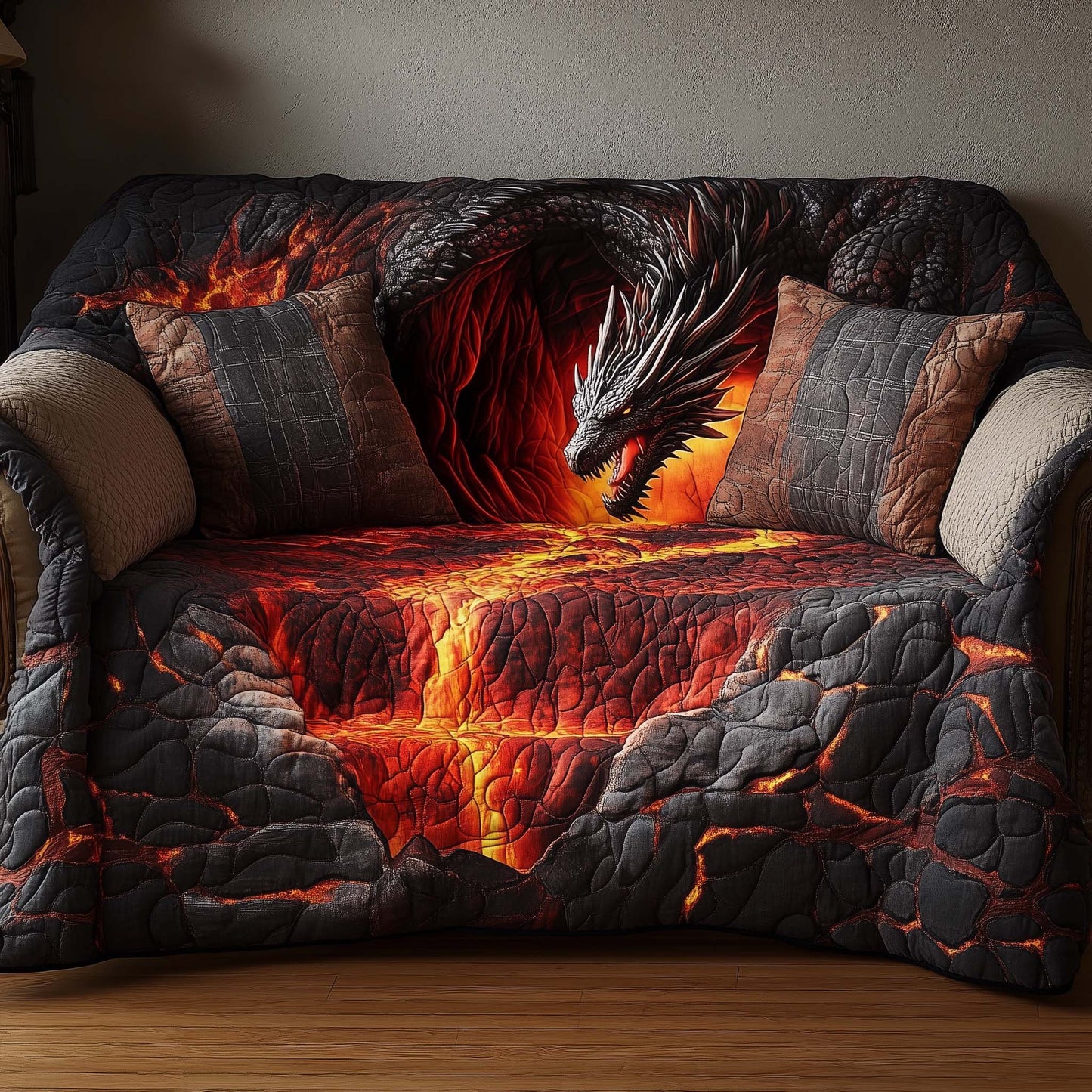 Majestic Dragon Quilted Sofa Cover GFTOHD12539