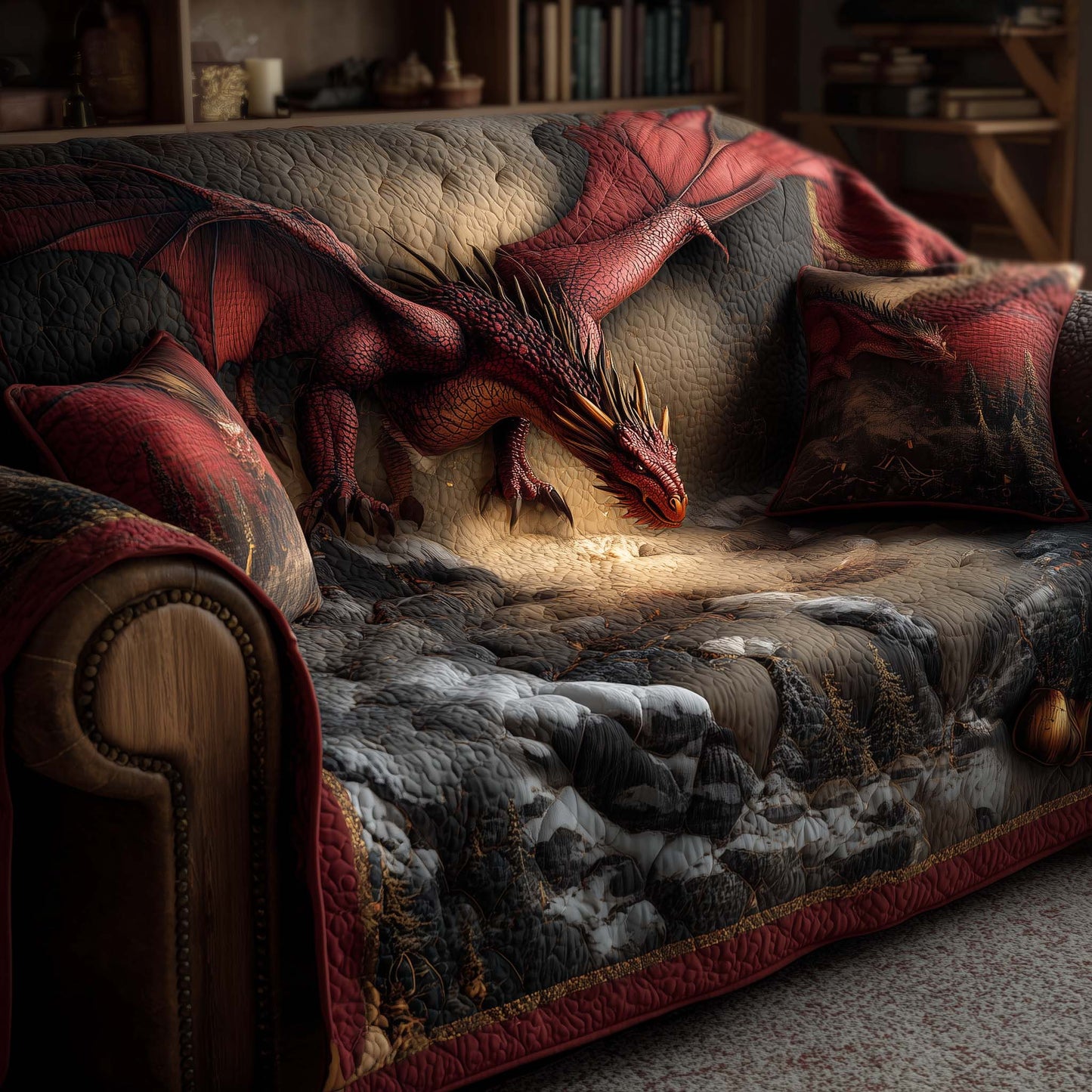 Majestic Dragon Quilted Sofa Cover GFTOHD12548