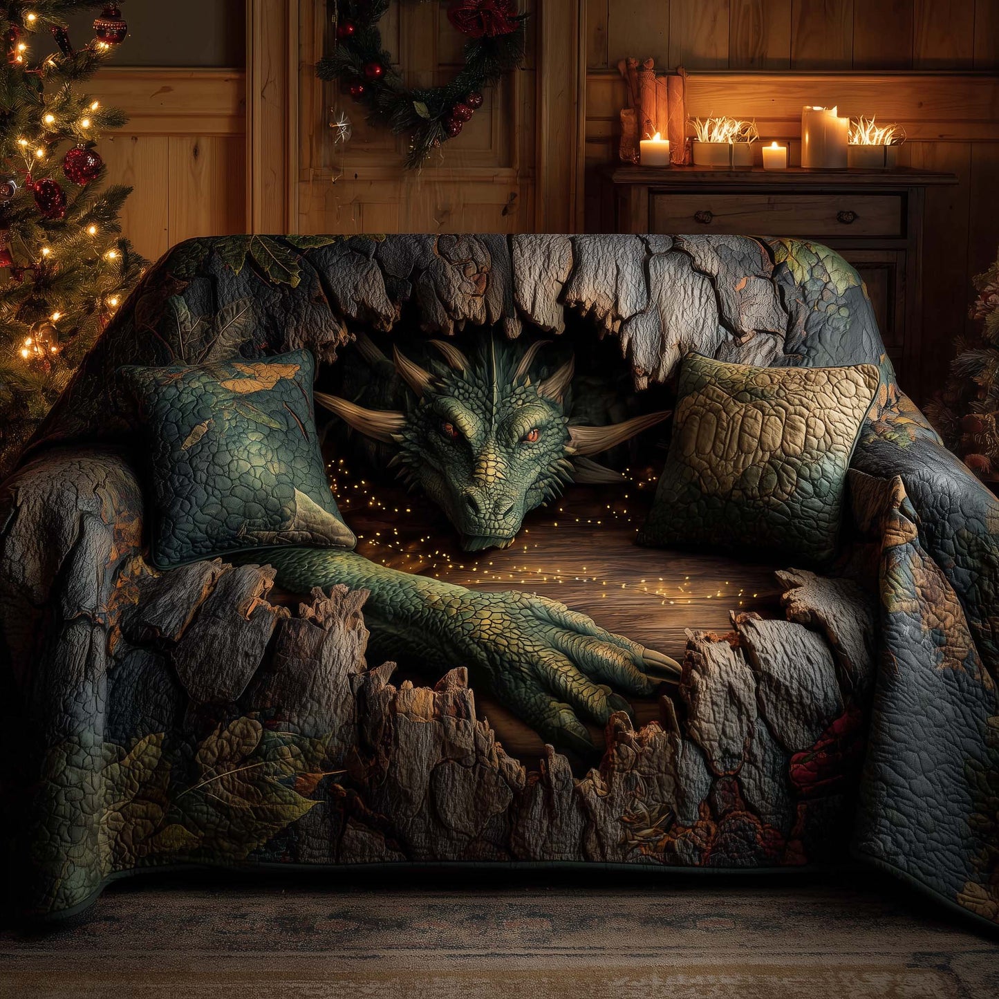 Majestic Dragon Quilted Sofa Cover GFTOHD12550