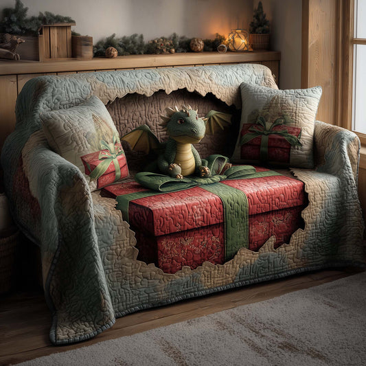 Christmas Baby Dragon Quilted Sofa Cover GFTOHD12554