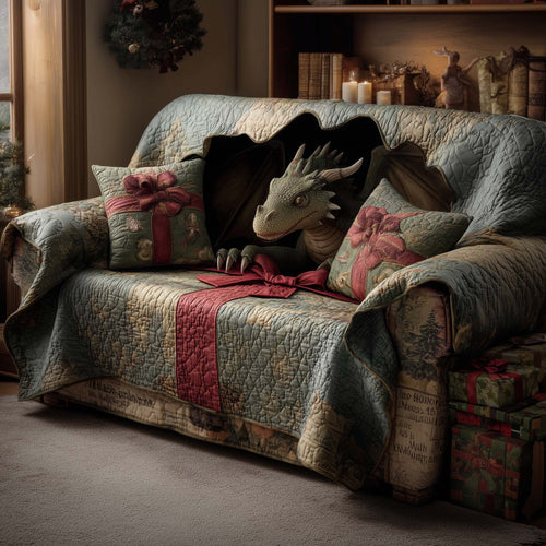 Christmas Baby Dragon Quilted Sofa Cover GFTOHD12555