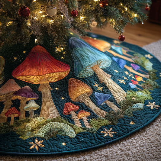 Mushroom Garden Quilted Tree Skirt GFTOHD12556
