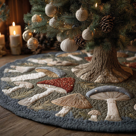 Mushroom Garden Quilted Tree Skirt GFTOHD12557