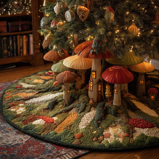 Mushroom Garden Quilted Tree Skirt GFTOHD12558
