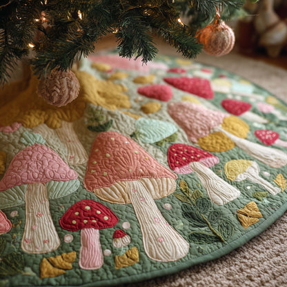 Mushroom Garden Quilted Tree Skirt GFTOHD12559