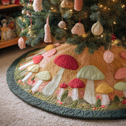 Mushroom Garden Quilted Tree Skirt GFTOHD12560