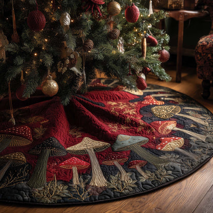 Mushroom Garden Quilted Tree Skirt GFTOHD12561
