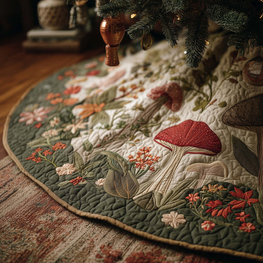 Mushroom Garden Quilted Tree Skirt GFTOHD12563