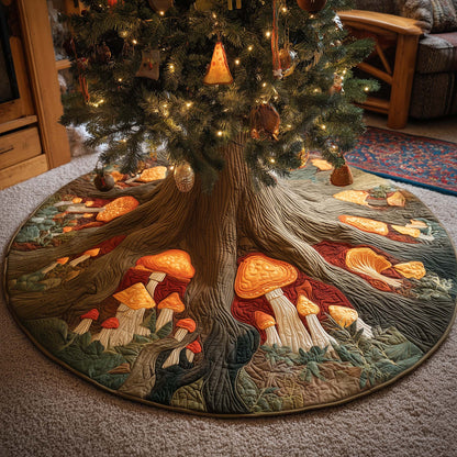 Mushroom Garden Quilted Tree Skirt GFTOHD12566
