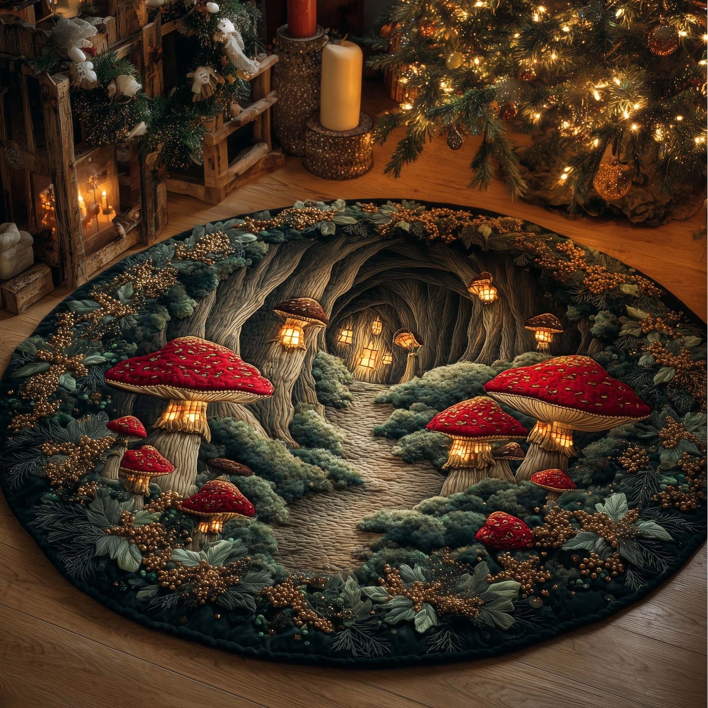 Mushroom Quilted Round Mat GFTOHD12572