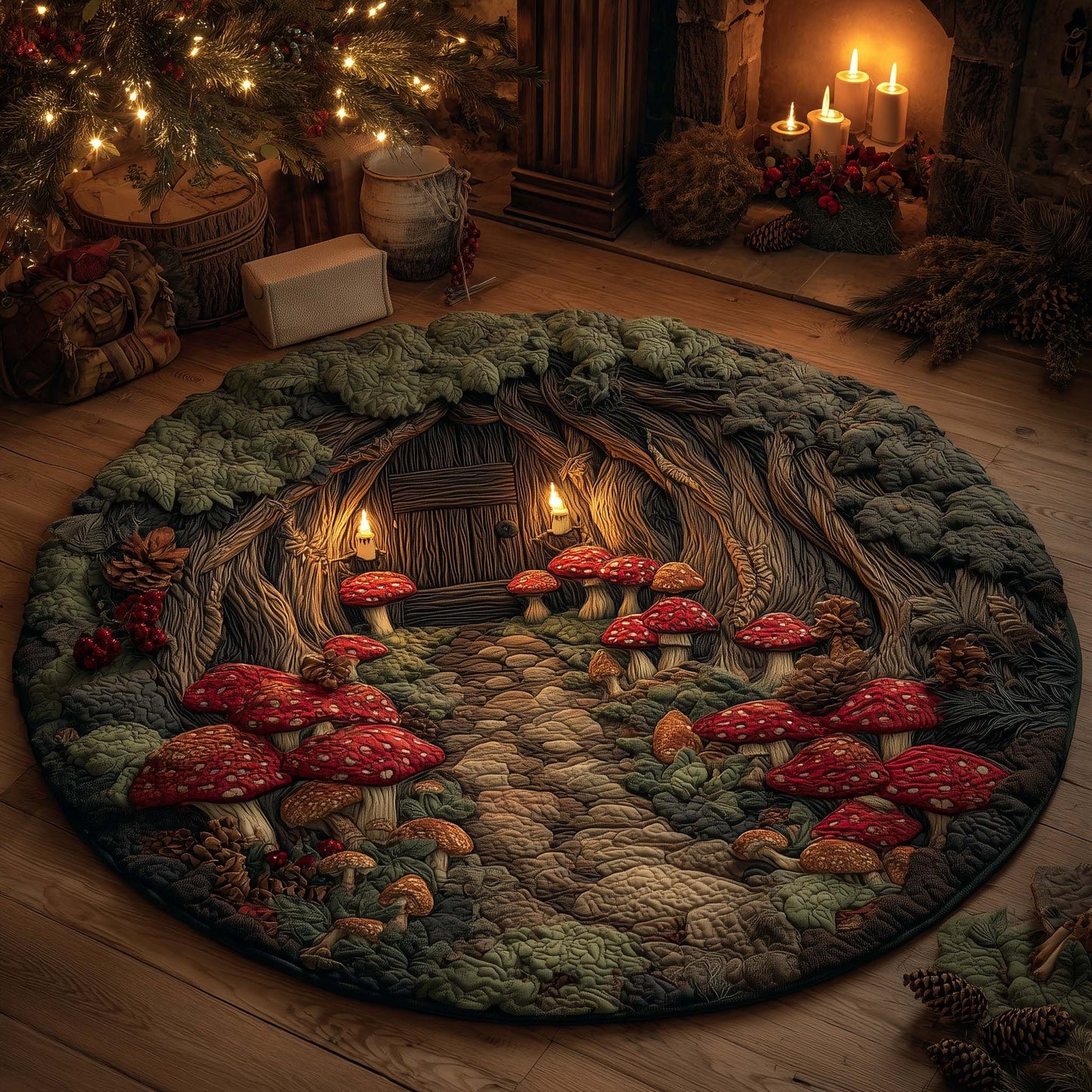 Mushroom Quilted Round Mat GFTOHD12577