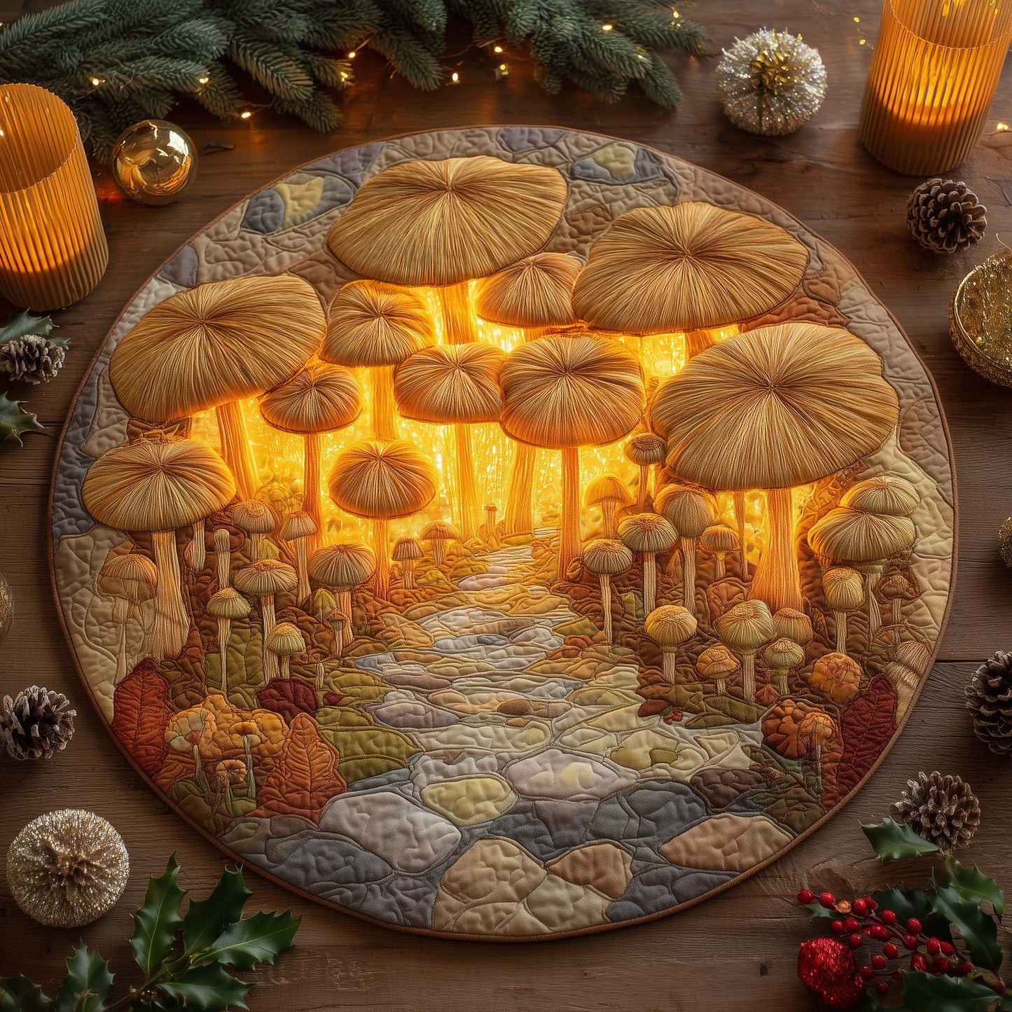 Mushroom Quilted Round Mat GFTOHD12581