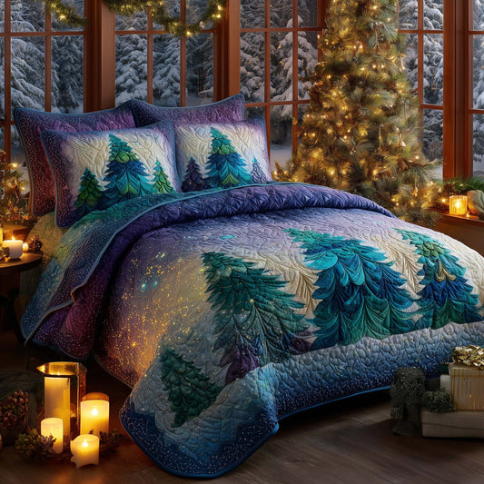 Christmas Pine Forest 3-Piece Quilted Bedding Set GFTOHD12617