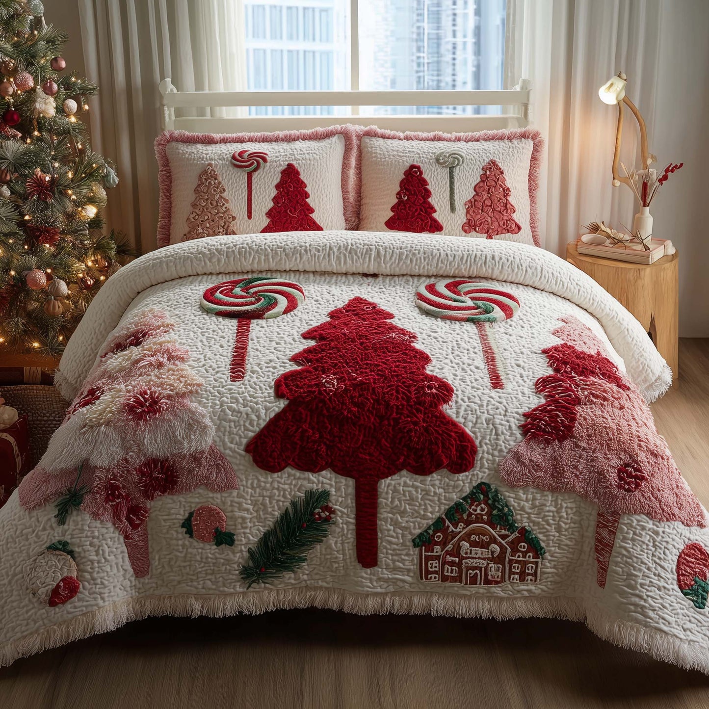 Christmas Pine Forest 3-Piece Quilted Bedding Set GFTOHD12620
