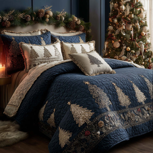 Christmas Pine Forest 3-Piece Quilted Bedding Set GFTOHD12621