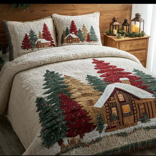 Christmas Pine Forest 3-Piece Quilted Bedding Set GFTOHD12622