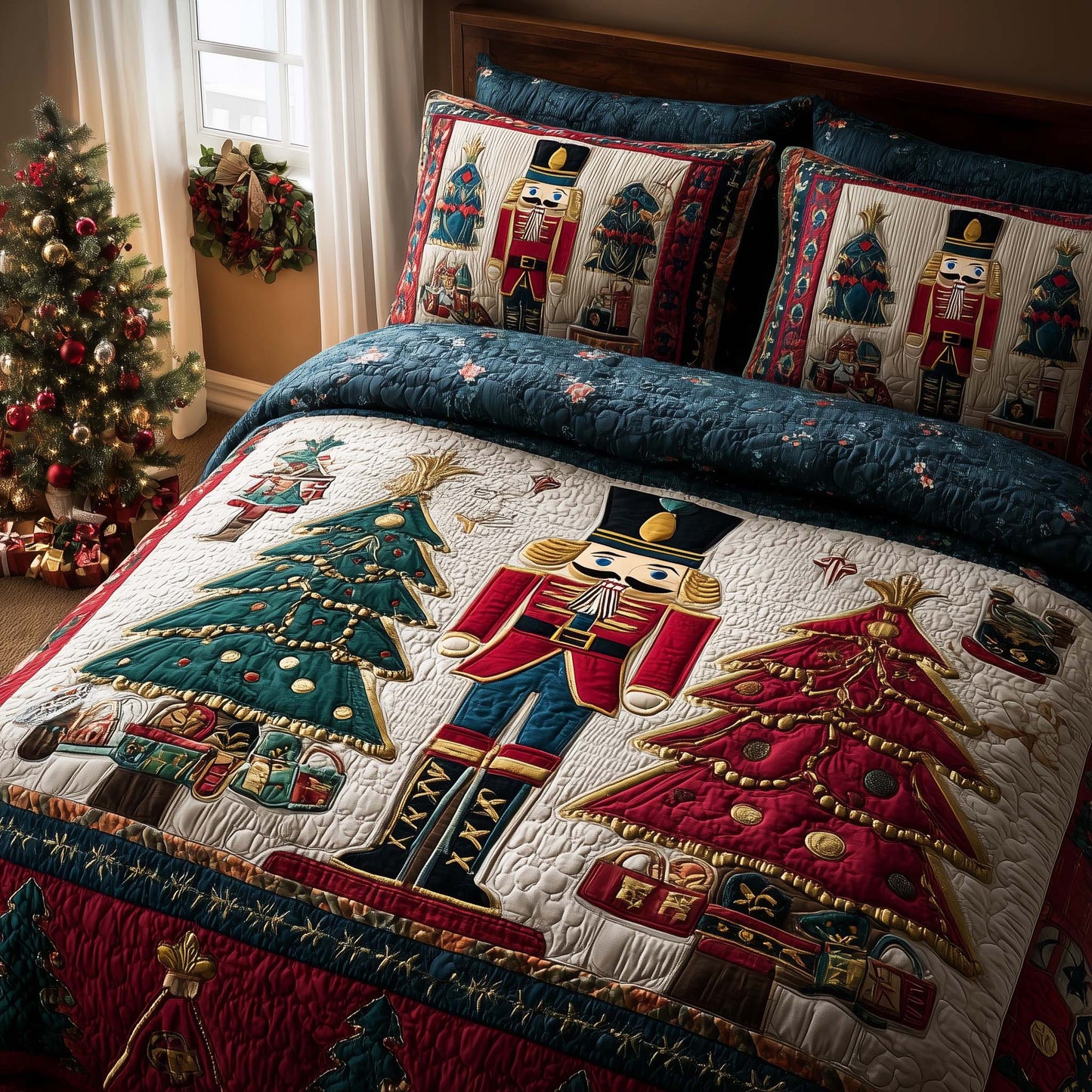 Christmas Pine Forest 3-Piece Quilted Bedding Set GFTOHD12625
