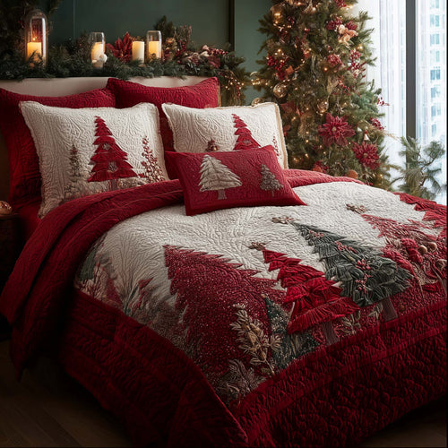 Christmas Pine Forest 3-Piece Quilted Bedding Set GFTOHD12627