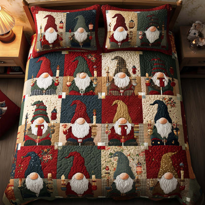 Festive Gnomes 3-Piece Quilted Bedding Set GFTOHD12629