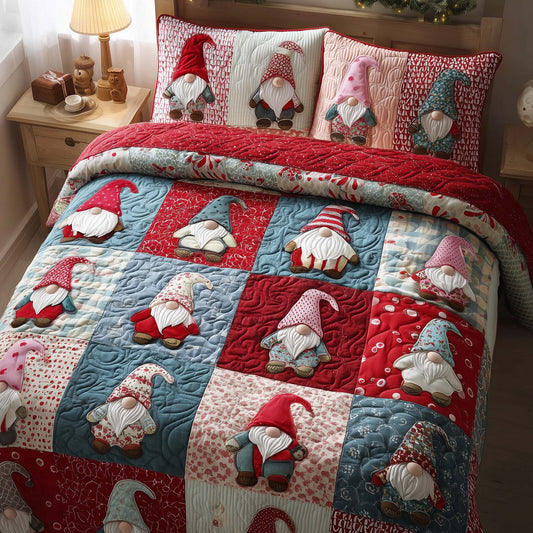 Festive Gnomes 3-Piece Quilted Bedding Set GFTOHD12631