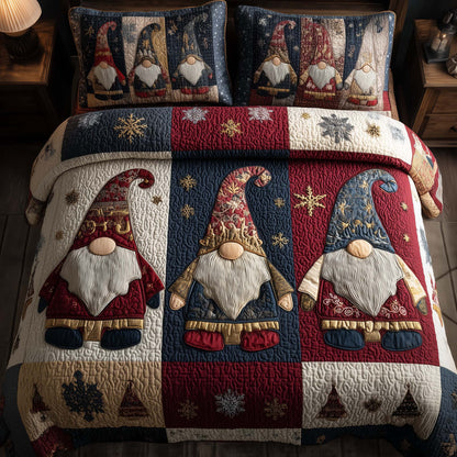 Festive Gnomes 3-Piece Quilted Bedding Set GFTOHD12632