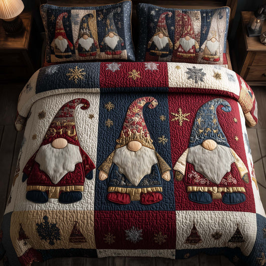 Festive Gnomes 3-Piece Quilted Bedding Set GFTOHD12632