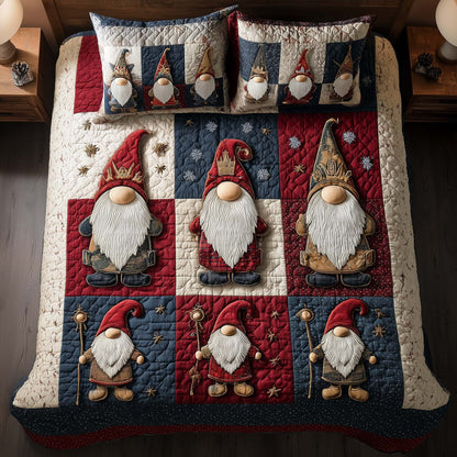 Festive Gnomes 3-Piece Quilted Bedding Set GFTOHD12633