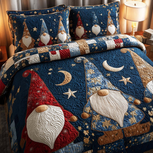 Festive Gnomes 3-Piece Quilted Bedding Set GFTOHD12635