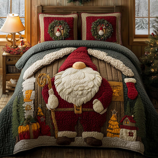 Festive Gnomes 3-Piece Quilted Bedding Set GFTOHD12639