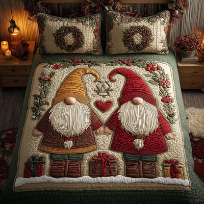 Festive Gnomes 3-Piece Quilted Bedding Set GFTOHD12641