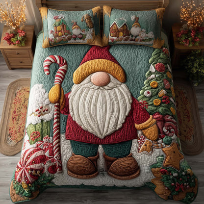 Festive Gnomes 3-Piece Quilted Bedding Set GFTOHD12642
