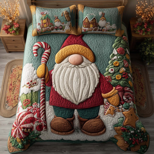 Festive Gnomes 3-Piece Quilted Bedding Set GFTOHD12642