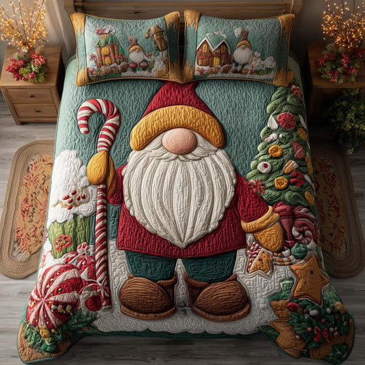 Festive Gnomes 3-Piece Quilted Bedding Set GFTOHD12642