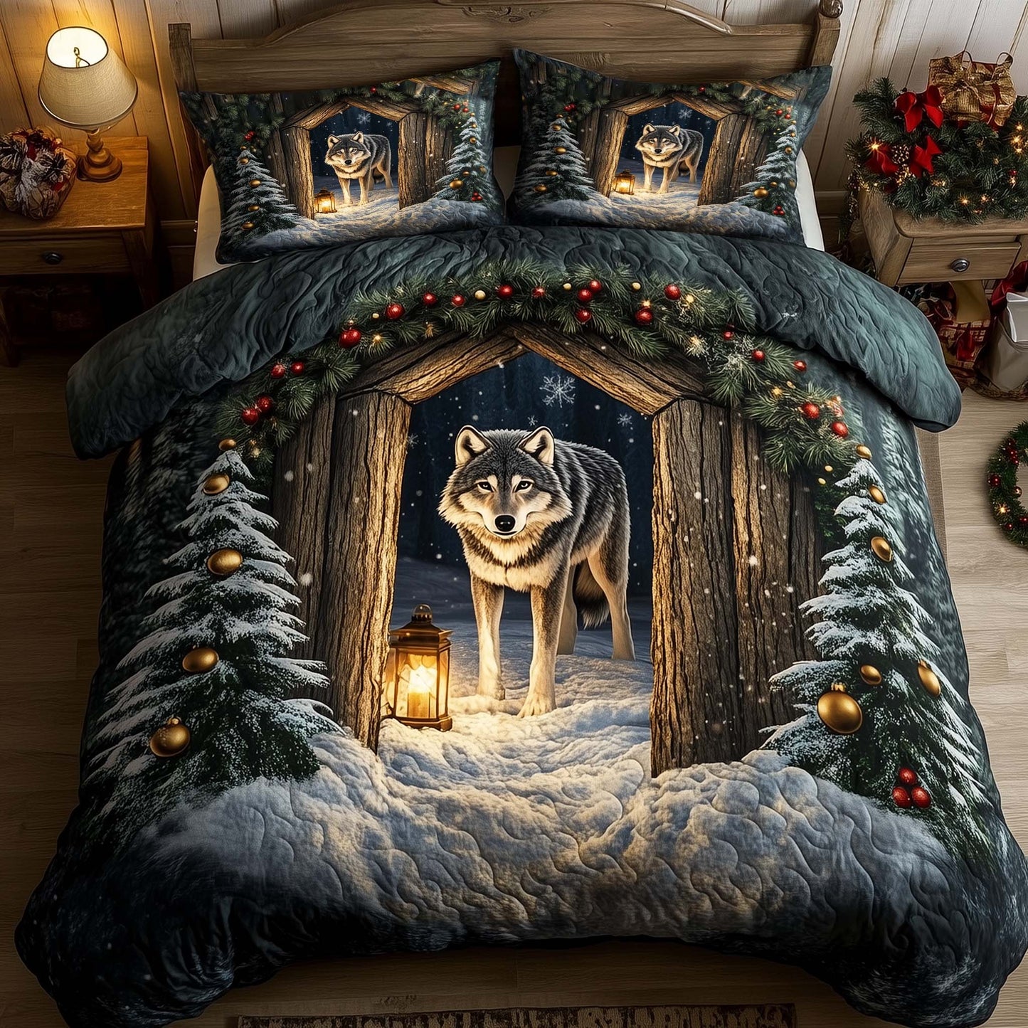 Winter Wild Wolf Duvet Cover Set GFTOHD12690