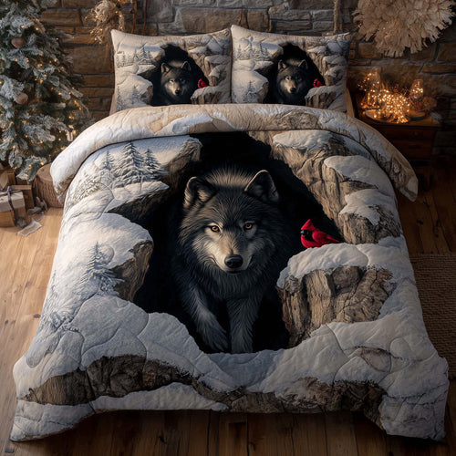Winter Wild Wolf Duvet Cover Set GFTOHD12695