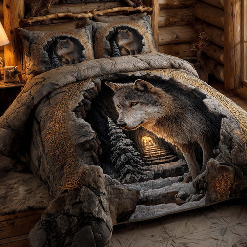 Winter Wild Wolf Duvet Cover Set GFTOHD12696