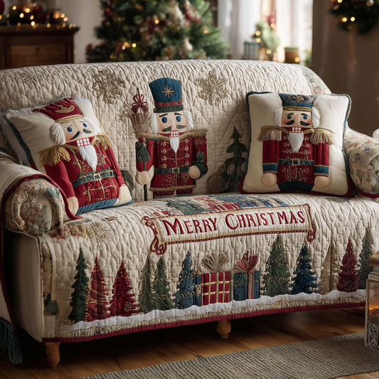 Festive Nutcracker Quilted Sofa Cover GFTOHD12739