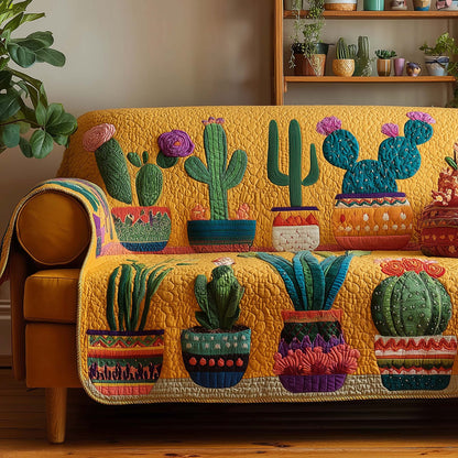 Cactus Bloom Quilted Sofa Cover GFTOHD12746