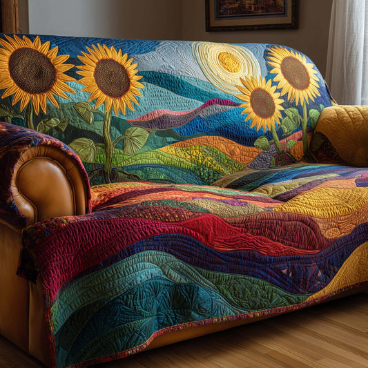 Sunflower Bloom Quilted Sofa Cover GFTOHD12752