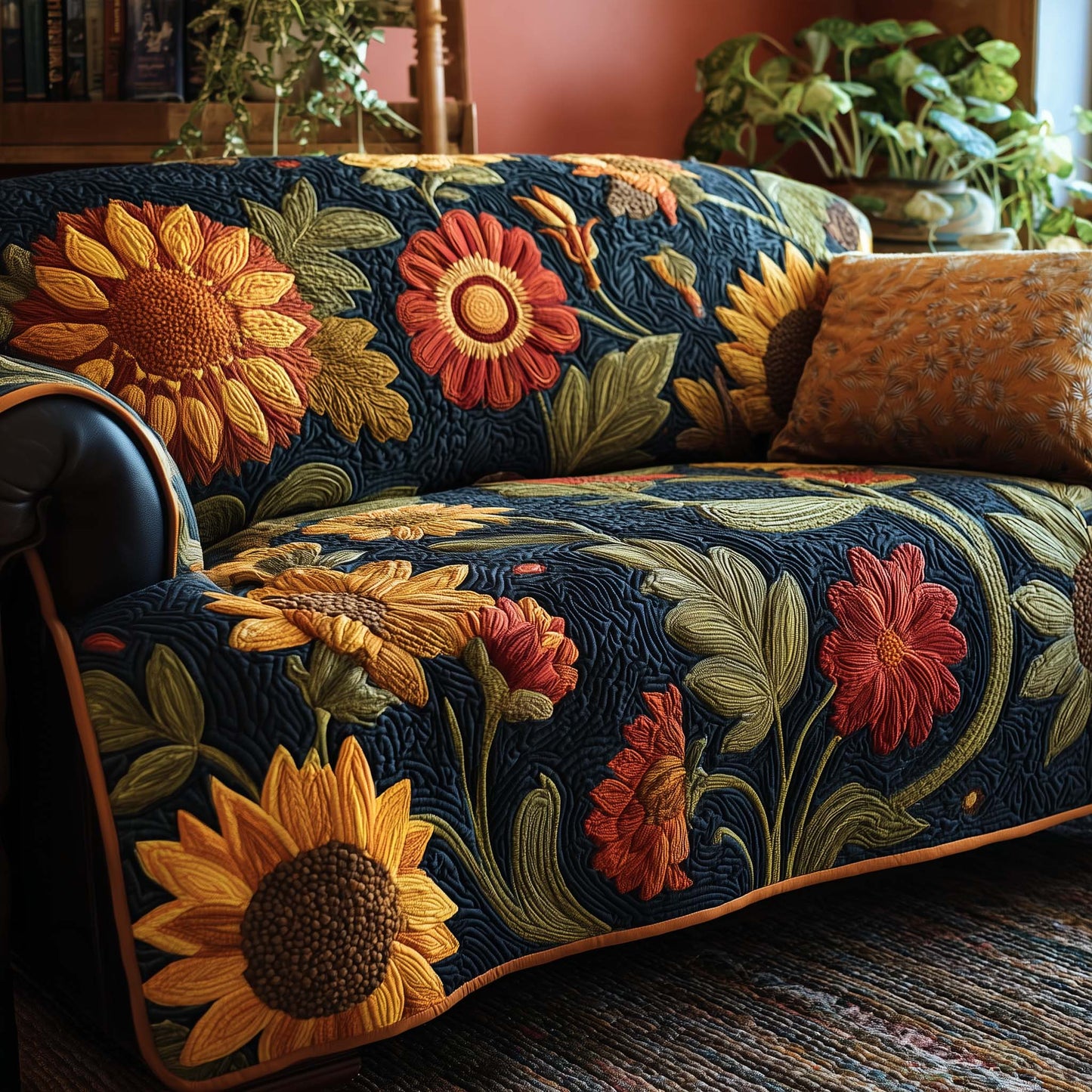 Sunflower Bloom Quilted Sofa Cover GFTOHD12754