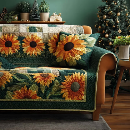 Sunflower Bloom Quilted Sofa Cover GFTOHD12755