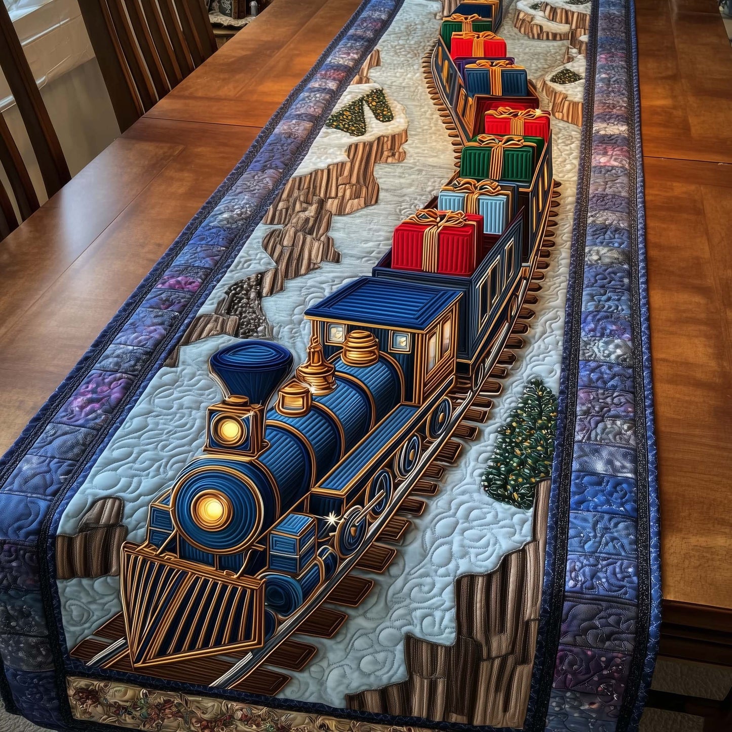 Christmas Train Quilted Table Runner GFTOHD12784